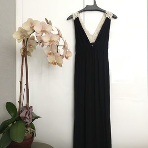 Aqua Black Crotchet Maxi Dress Sz S